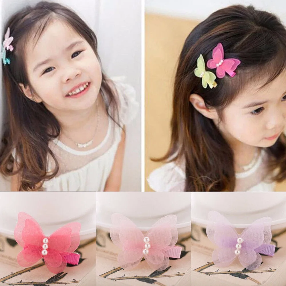 1 шт. аксессуары для волос девочек красивые шпильки в форме бабочки шифоновые