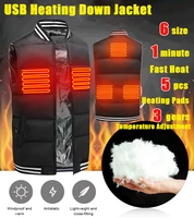 5 places heated vest men women usb heated jacket heating vest thermal clothing hunting vest winter heating jacket black m 4xl