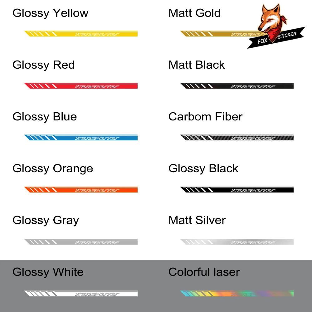 

2PCS Car Sport Decal Side Door Skirt Stickers Decal Reflective Auto Decor Accessories For Volkswagen VW TRANSPORTER T4 T5 T6