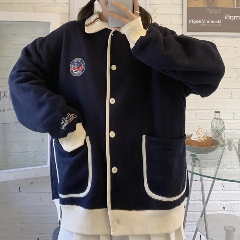 

Jacket Women Polo Coat Female Winter Fashion Coat Korean Style Loose Oversized Coat Rac