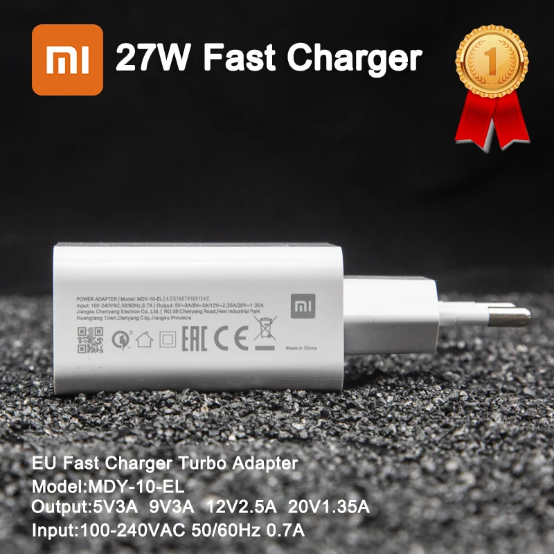 

Original Xiaomi Quick Charger 27W QC 4.0 Turbo Type-C Charger For Mi 9 SE Mi9 Mi10 Pro Redmi Note 8 K20 K30 Pro Mix 3 Mi Pad4