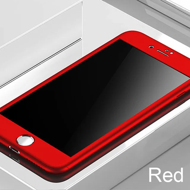 360 Полный чехол для телефона для iPhone 8 6 6 S 7 Plus 5 5S PC защитный чехол для iPhone X XS MAX XR 11 Pro Max чехол со стеклом - Цвет: Red