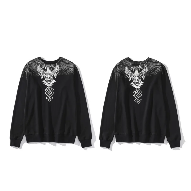 

Trendy Marcelo burron round neck sweater high quality MB wing feather casual sweater for men and women
