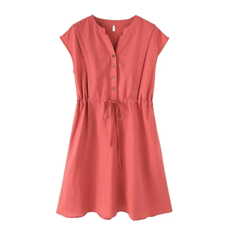 

2021 New Summer Elegant Women Cotton Plus Size 5xl Dress Fashion Sundress Short Sleeve Solid Party Club High Waist Dresses B208