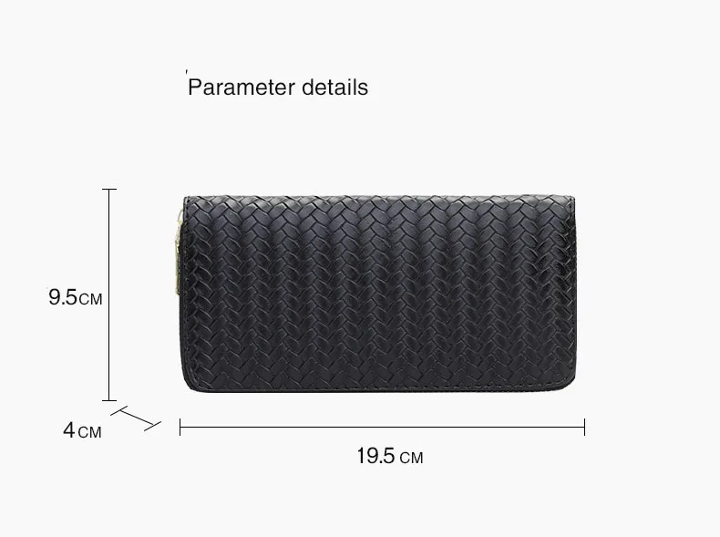 Business Female Clutch Bag Women Fashion Woven Leather Wallet Double Layer Casual Coin Purse Phone Pocket Passport Card Holder