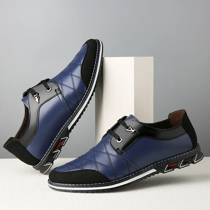 EMOWASE Big Size 38-46 Men Genuine Leather Shoes Blue Real Loafers Mens Moccasins Italian Designer | Обувь