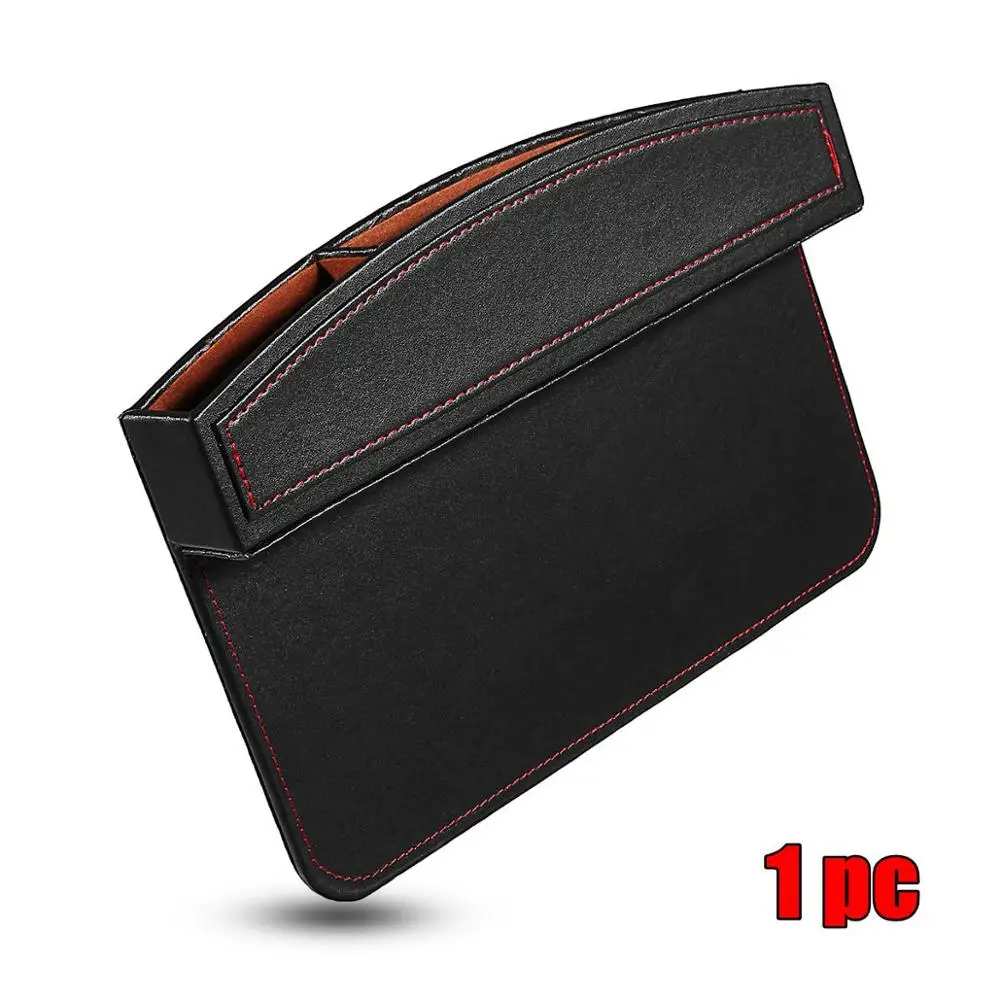1pc Black 1 шт., 2 шт., коробка для хранения автомобильных сидений из искусственной кожи с щелевой зазором, карманный органайзер, держатель для телефона, автомобильный боковой зазор, универсальный карман - Название цвета: 1pc Black