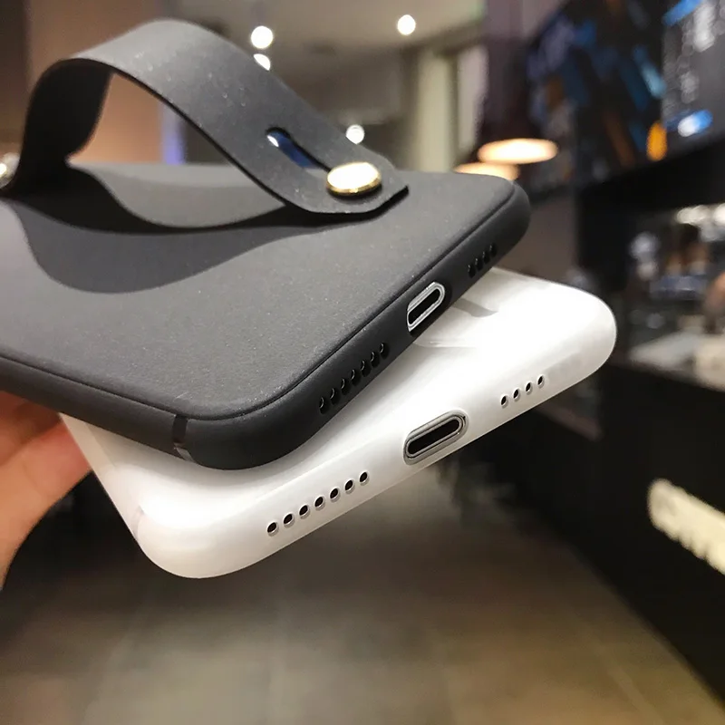 wrist strap case for iphone 11 pro max x xr xs max 6 6s 7 8 plus plain color phone holder soft tpu cover for iphone se 2020 capa free global shipping