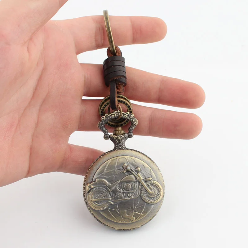 

Classic Harley Motorcycle Embossed Pattern Leather Hanging Buckle Quartz Pocket Watch Retro Fashion Pocket Watch