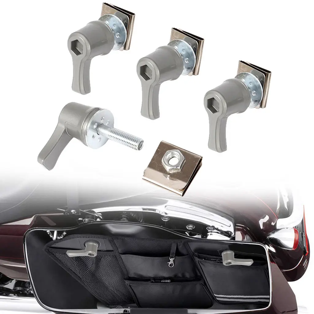 4 Pieces Saddlebag Lever Lock Bolts Nuts Mounting Kit Replacement suitable for Harley Davidson