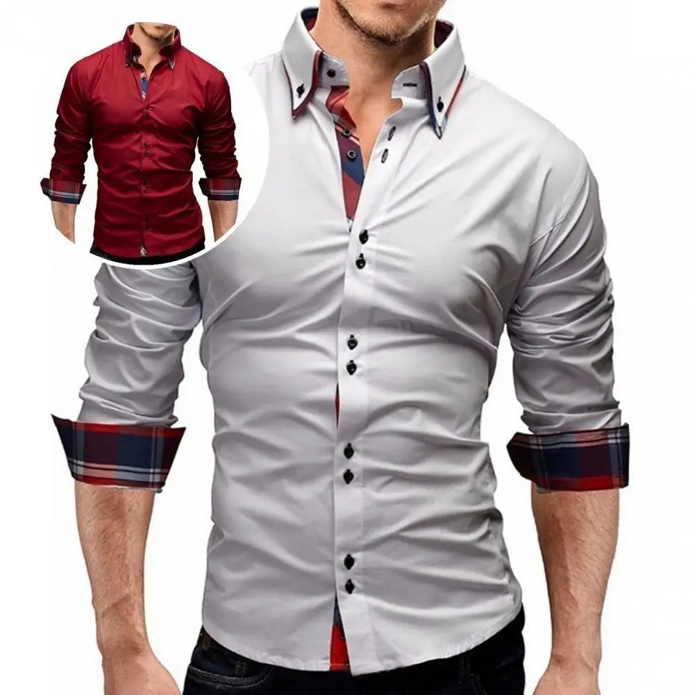 

Футболка мужская прочная однобортная, Классическая рубашка из полиэстера, деловая классическая, для свиданий