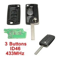 433mhz 3 buttons black remote control key uncut blade with id46 chip fit for peugeotcitroenberlingoxsara 2000 2006
