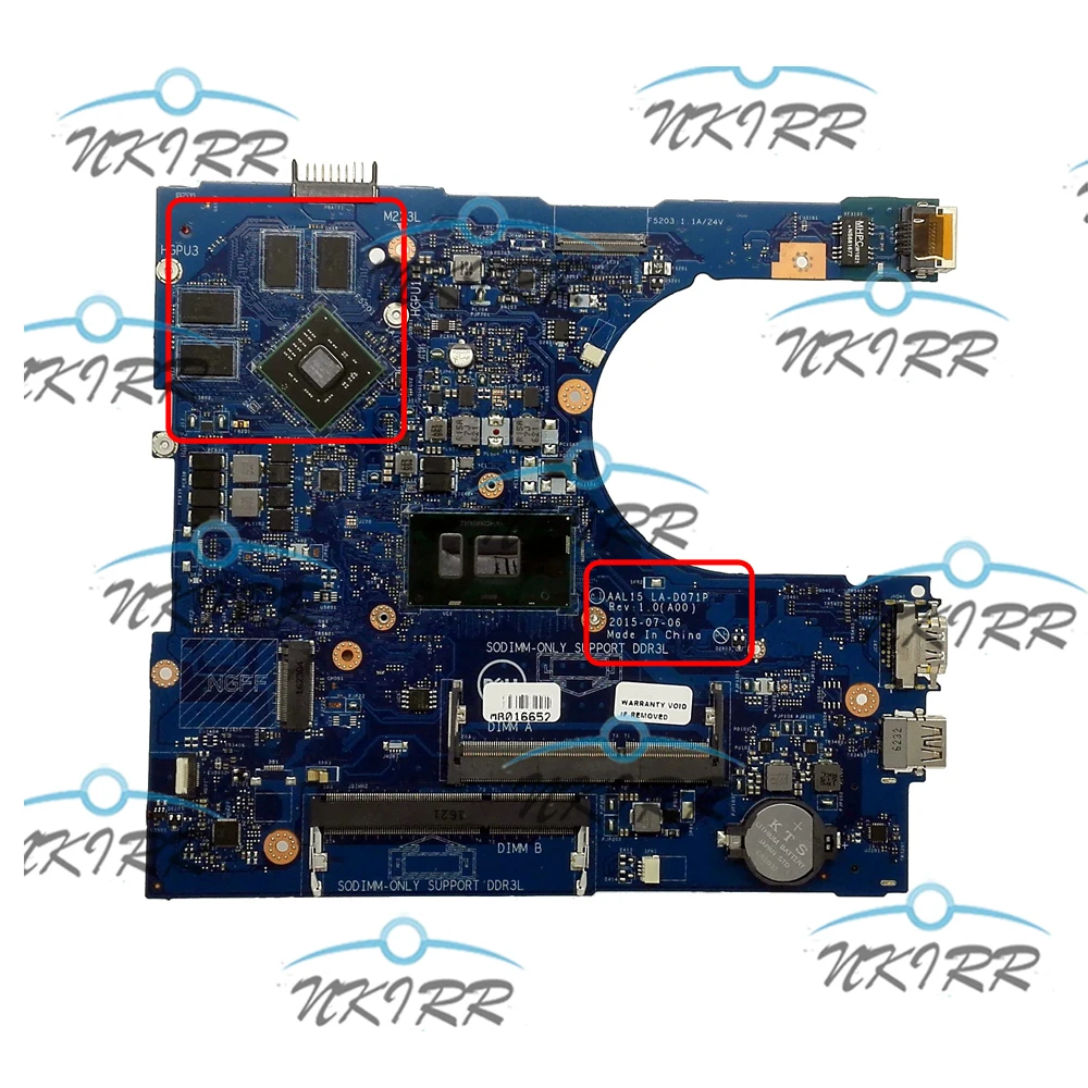 

I5-6200U 4G R5 M335 100% Working AAAL15 LA-D071P 3JXDM T66WJ 2P1DG Motherboard Mainboard for DELL Inspiron 5459 15 5559 17 5759