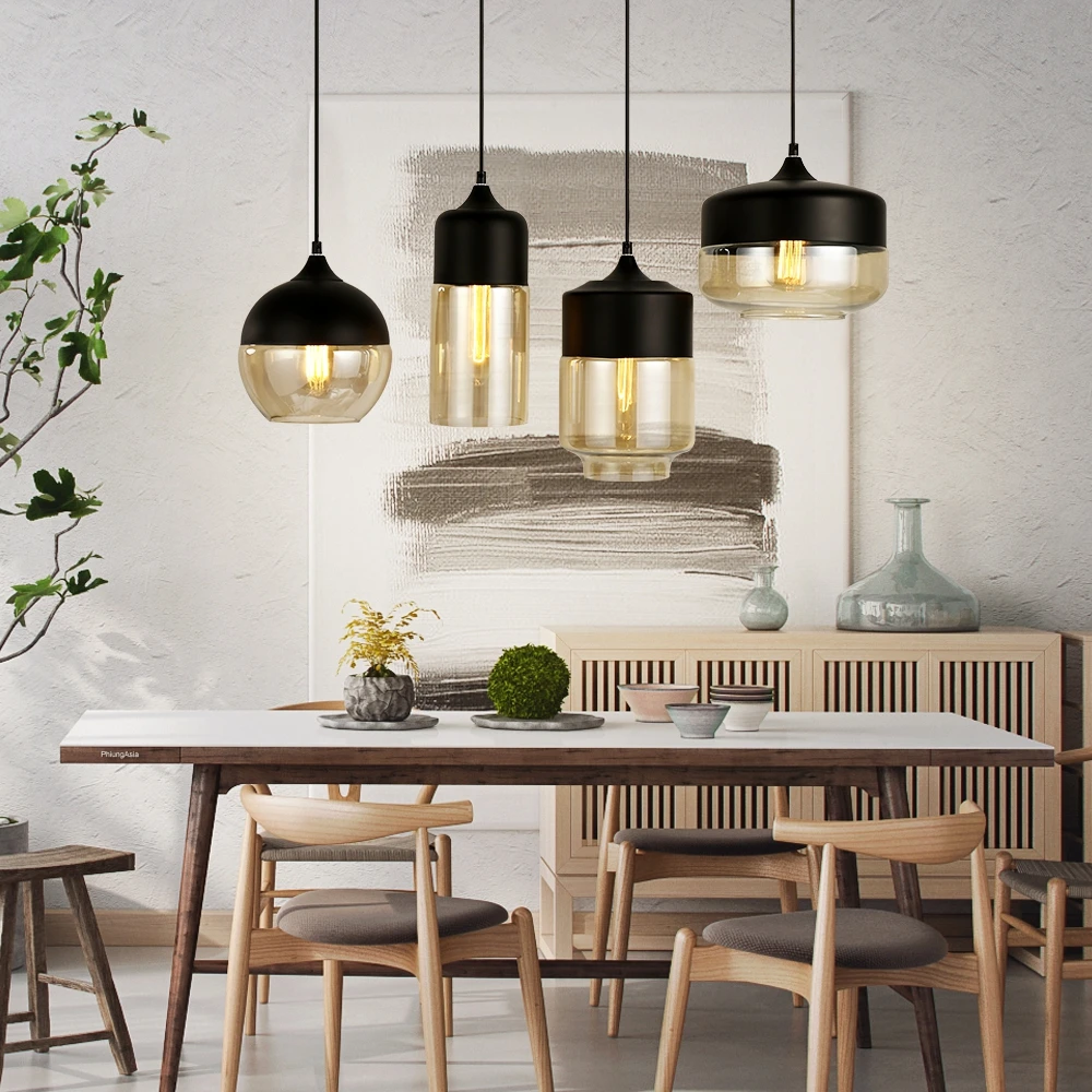 

4 Style Modern Contemporary Glass Pendant Lamp Lights Fixtures e27 e26 LED for Kitchen Restaurant Cafe Bar living room