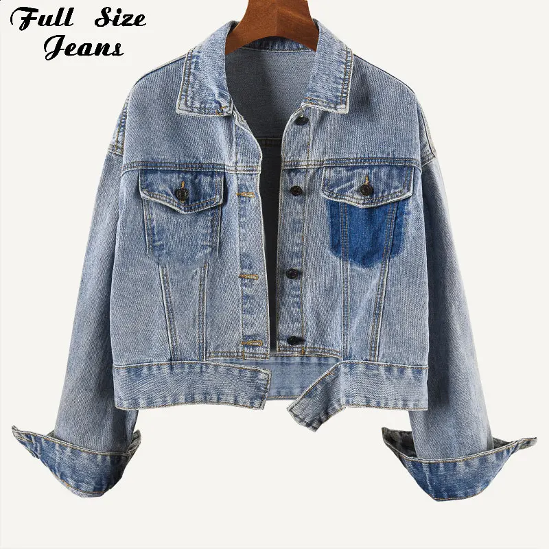 Женские джинсовые куртки бойфренда размера плюс Асимметричные короткие 4Xl 5Xl