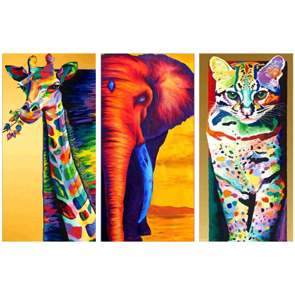 

Full 5D Diy Daimond Painting Cross-stitch Giraffe Elephant &Cat 3D Diamond Painting Round Rhinestone Painting Embroidery Diamant