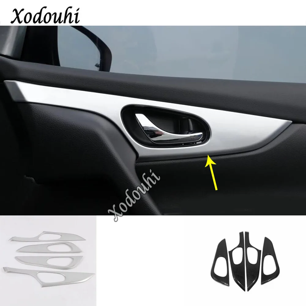 

For Nissan Qashqai 2019 2020 2021 Styling Protect Detector Stick Trim ABS Chrome Car Door Inner Built Handle Bowl Armrest 4pcs