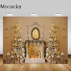 Mocsicka Рождественский фон для фотосъемки БЕЛЫЙ камин Рождественская елка декоративные обои внутренний детский реквизит для фотосъемки
