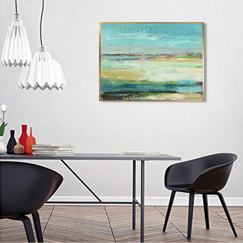 Абстрактная картина зеленого пейзажа ручной работы на холсте Ручная роспись