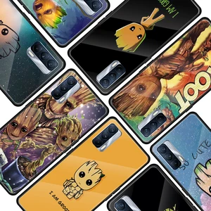marvel groot art for oppo realme 7i 7 6 5 pro c3 xt a9 2020 a52 find x2lite luxury tempered glass phone case cover free global shipping