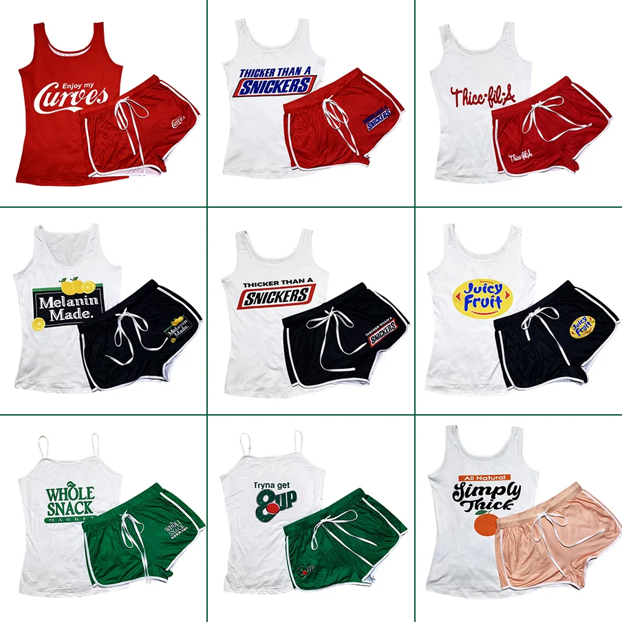 Women's Shorts Sets Tank Top+Shorts Summer Clothes For Women Sports Fitness Plus Size Two Piece Suit Tracksuits Wholesale Items