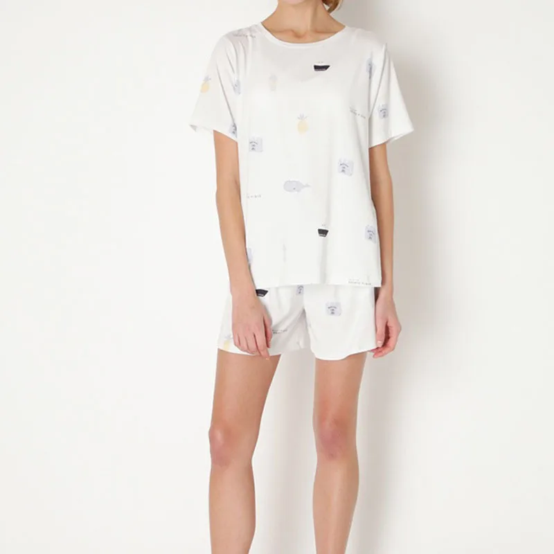 

2021Spring &Summer New Round Neck Modal Comfortable Loose Large Size Short-Sleeved Japanese Style Pajamas Set Women's Sleepwear