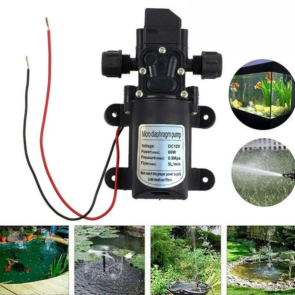 

12V 60W Automatic Diaphragm Pump Mini Electric Car Washing Pump Water Pump (Black)