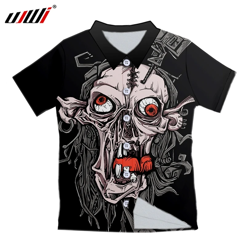 UJWI Стильная мужская рубашка роскошная 3D черная с черепом принтом глазного яблока