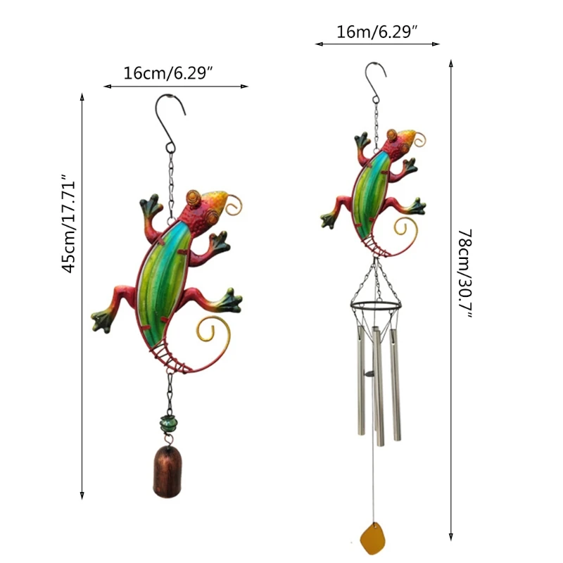 

Metal Art Lizard Wind Chimes Bells Indoor Outdoor Stained Glass Windchime for Window Garden Yard Patio Balcony Decoration