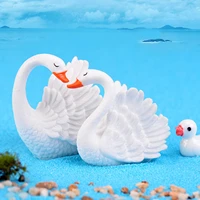 black white swan miniature figurine cartoon love ducks decoration mini fairy garden animals statue home desk kids room ornaments