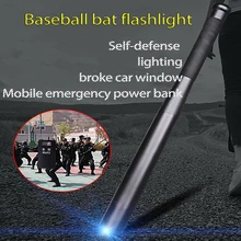 Baseball Bat Led Flashlight XM- T6 Built in Battery Handheld Torch Self-defense Security Torch Light Phone Power Bank Lantern B9