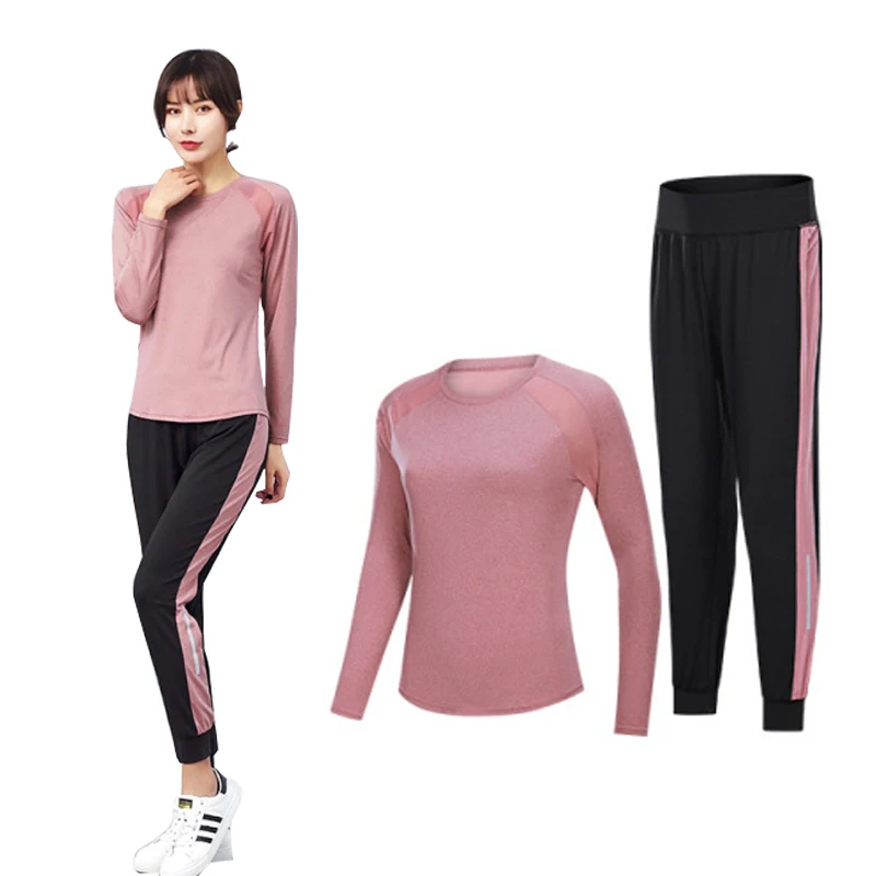 

Sports yoga clothes trousers suit women loose large size running fitness quick-drying clothes long-sleeved t-shirt suit fashion