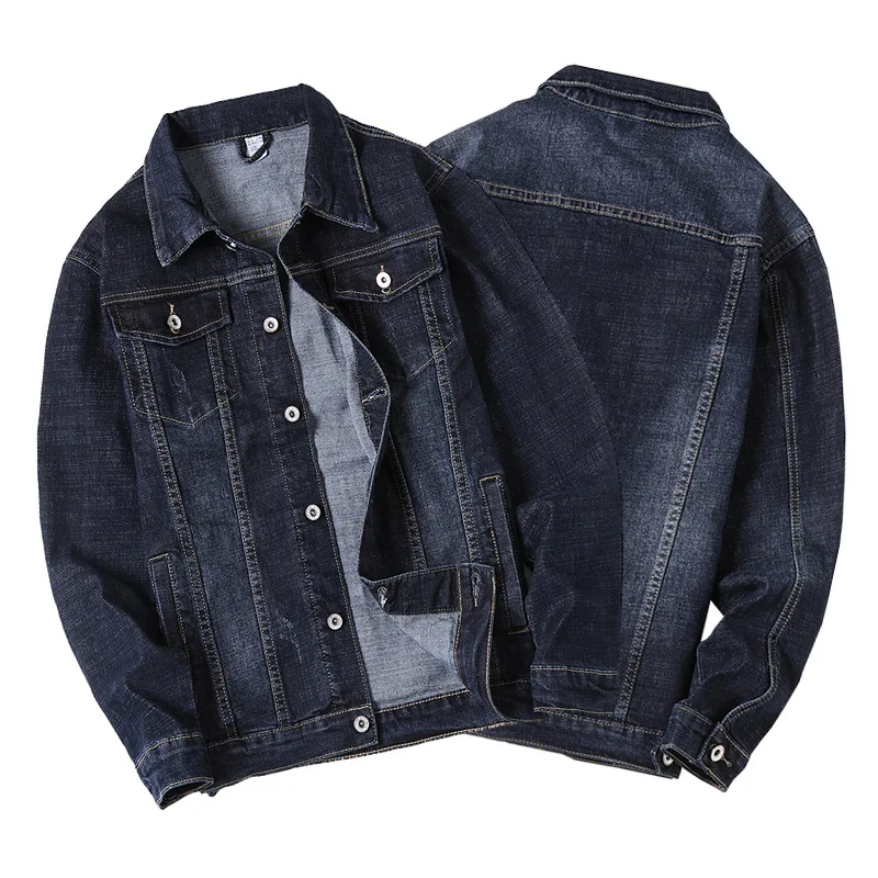 New Mens Denim Jacket Hip Hop Retro Street Casual Pilot Harajuku Fashion Hole Slim Blue Male and Coats black | Мужская одежда