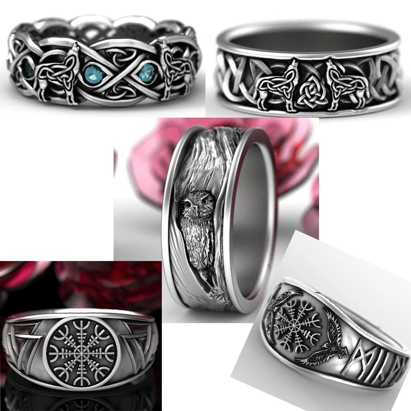 5 Стиль в стиле панк с покрытием из серебристого цвета принтом головы волка