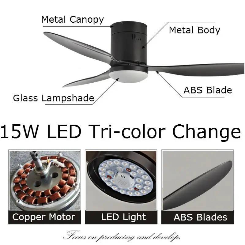 

52 Inch Ceiling Fan with Remote Control Speed Adjustable Color Changeable Frequency Conversion DC Motor
