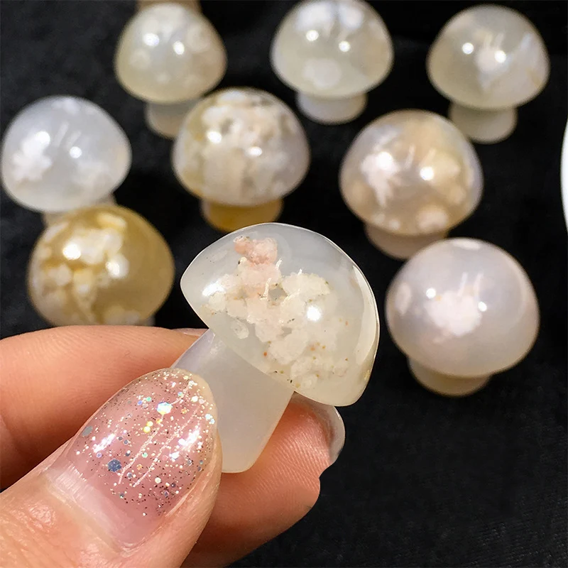 

1pc Agate Natural Stone Mushrooms Crystal Polished Healing Meditation Reiki Stone Decorative for Home Aquarium Accessories