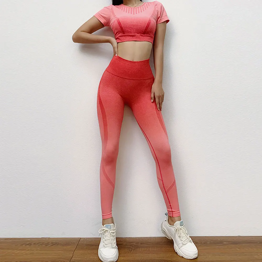

Seamless Yoga Set Women Gym Set 2 Piece Sport Set Women Gym Clothing Fitness Crop Top And Trousers Workout Clothes For Women