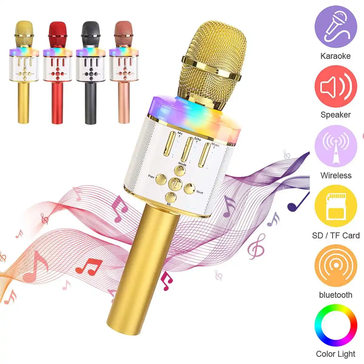 

Профессиональный беспроводной микрофон Bluetooth HIFI динамик ручной микрофон для караоке домашний KTV для музыкального плеера для вокала, с рекор...