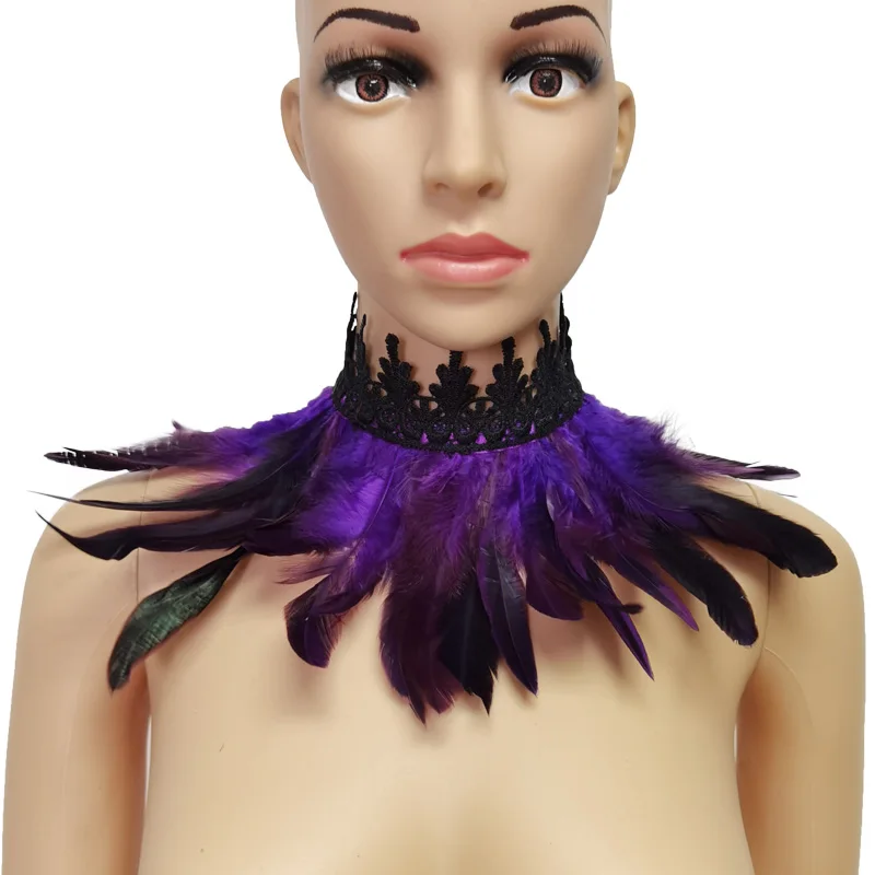 Кружевной воротник с перьями имитация викторианской готики воротник-чокер