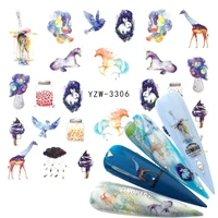 2022 new nail stickers on nails horse flower stickers for nails lavender nail art water transfer stickers decals
