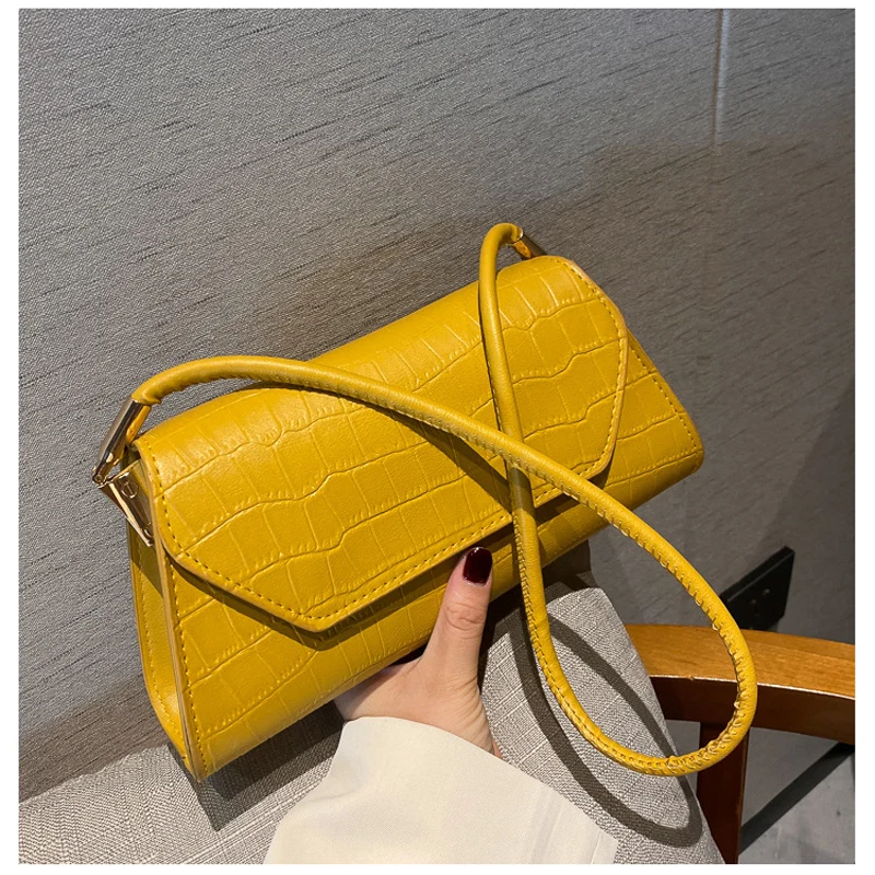 ladies crocodile leather bag french brand baguette pack daily thin shoulder pouch underarm bags trendy girls white small handbag free global shipping
