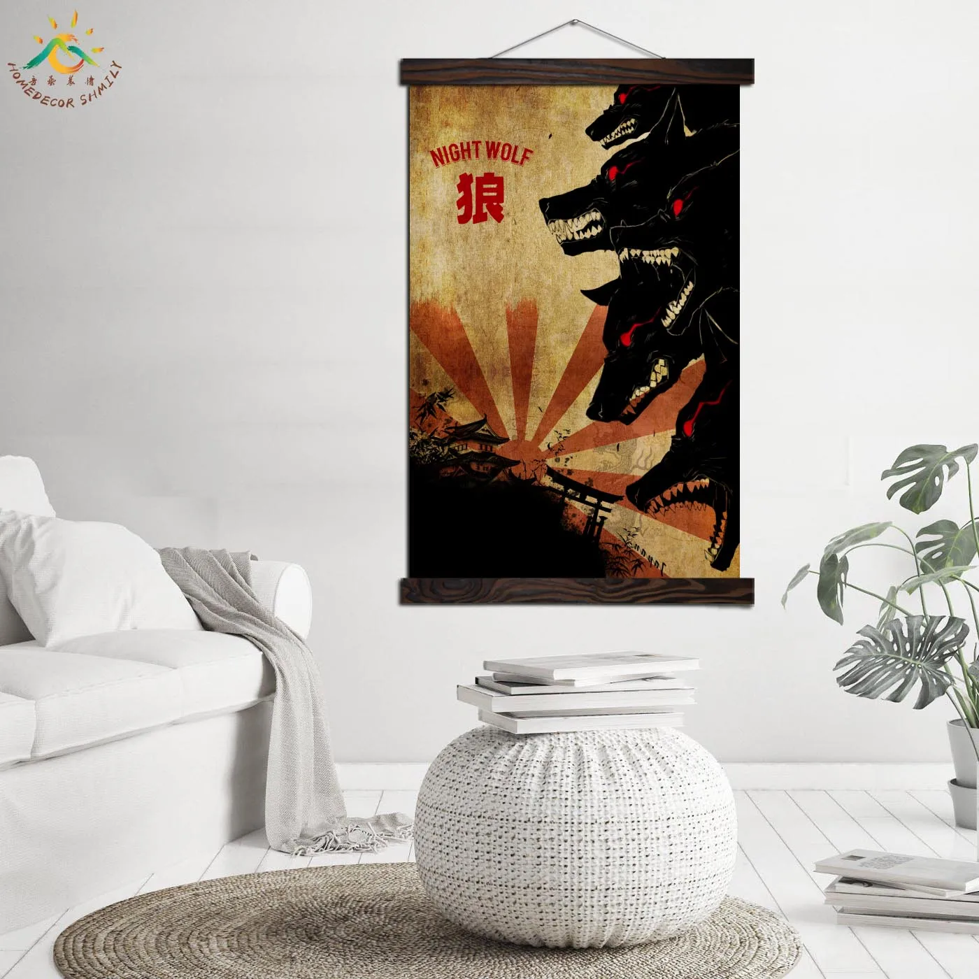 Плакат с изображением Ночного Волка в японском стиле абстрактные настенные