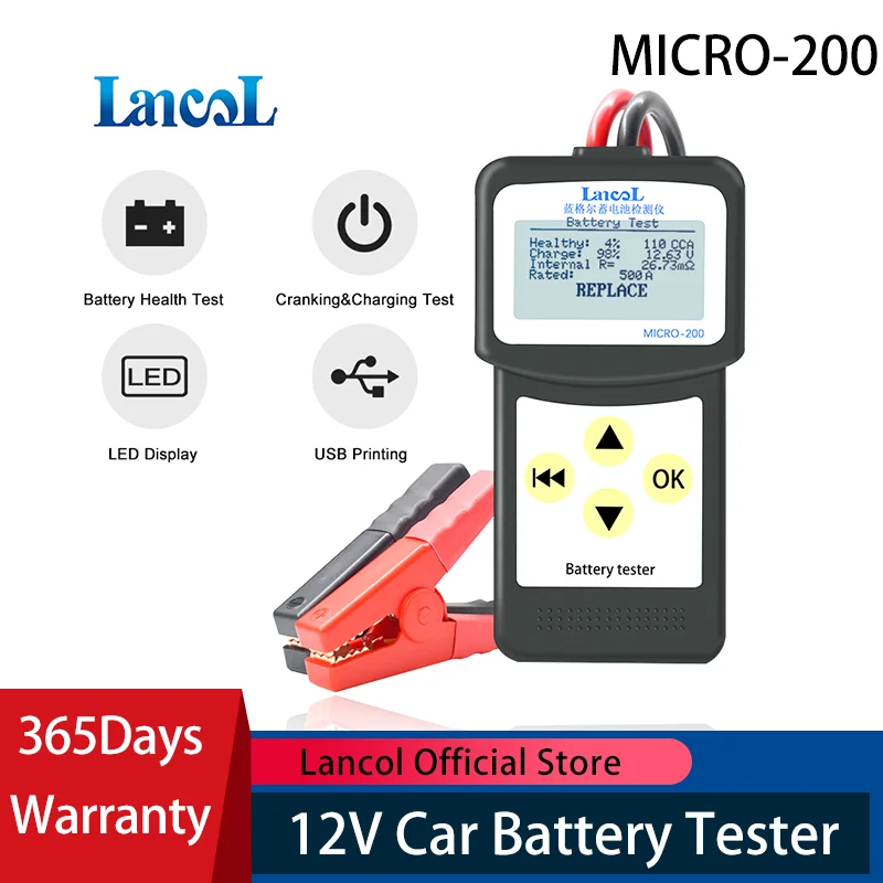 Lancol MICRO-200 автомобиля Батарея Тестер 12 В автомобиль цифровой Батарея анализатор 30-200Ah Портативный автомобиля Батарея Ёмкость тестер