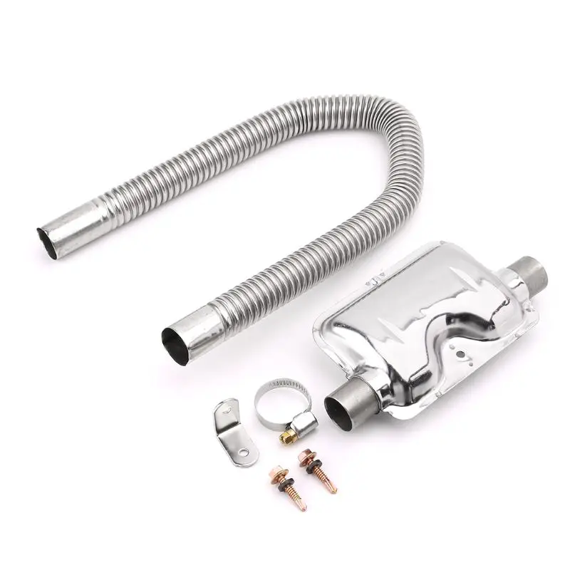 

60cm Stainless Steel Exhaust Pipe & Muffler Kit Gas Venting Hose Silencer For Car Air Diesels Heater