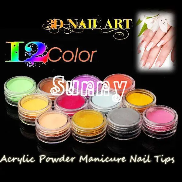 Одна штука новинка 12 цветов Модные украшение для ногтей резная пыльца порошок