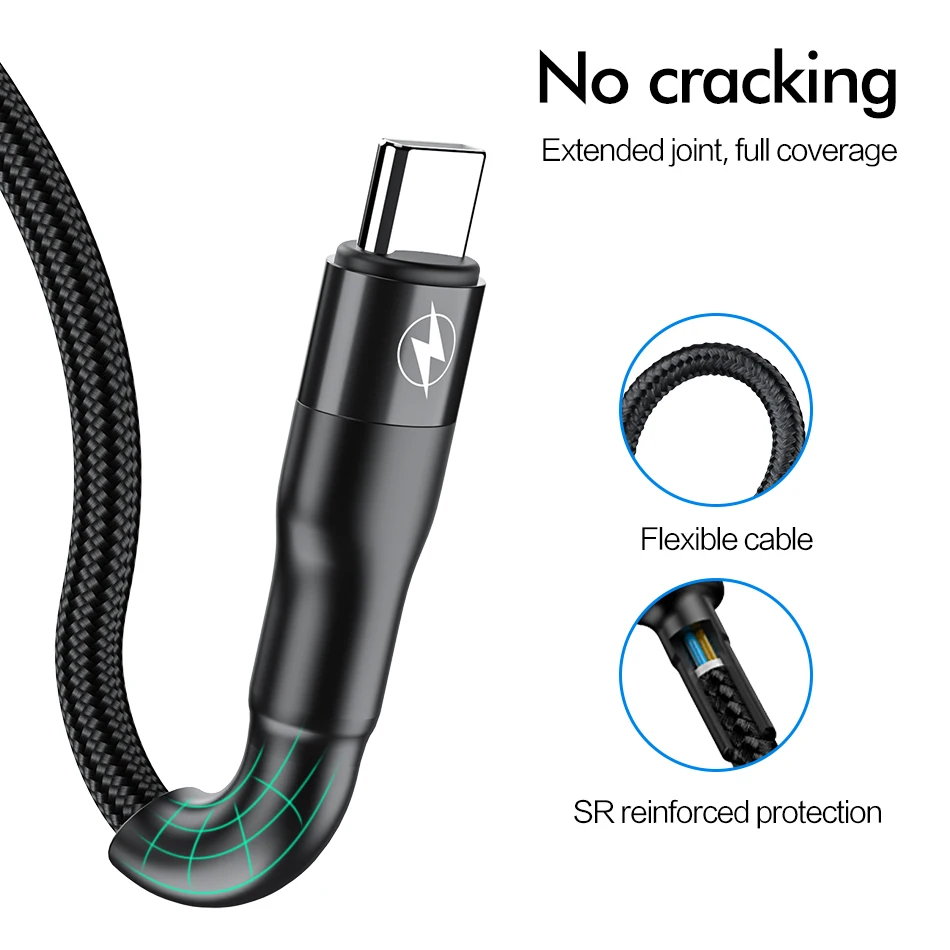ROCK 60 Вт PD USB C к usb type C кабель для Macbook Xiaomi Redmi Note 8 Pro Quick Charge QC4.0 PD Быстрая зарядка кабель для зарядного устройства
