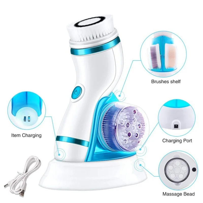 

5 in 1 Electric Cleanser Wash Face Cleaning Machine Skin Pore Cleaner Body Cleansing Massage Mini Beauty Massager Brush
