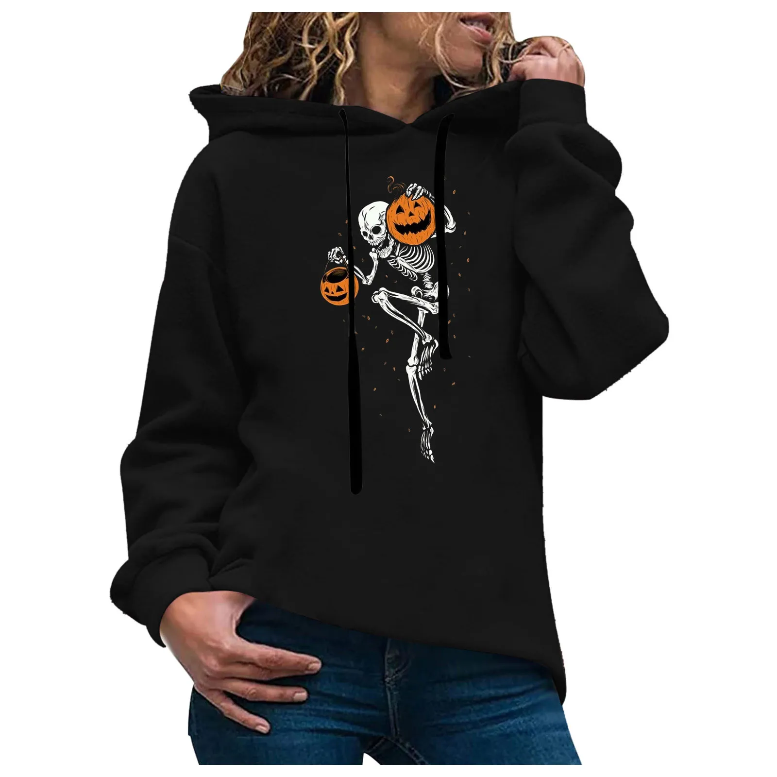 

Women's Halloween Print Long-sleeved Sweatshirt Casual Hoodie Y2k Genshin Impact Кофта Женская Ropa Mujer 2021