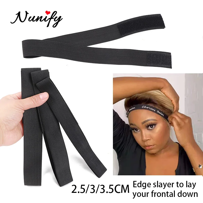 One Dozen Edge Elastic Band For Wigs Edge Slayer Adjustable Sticker Wig Band For Edges Wig Grip Headband For Lace Frontal Wigs