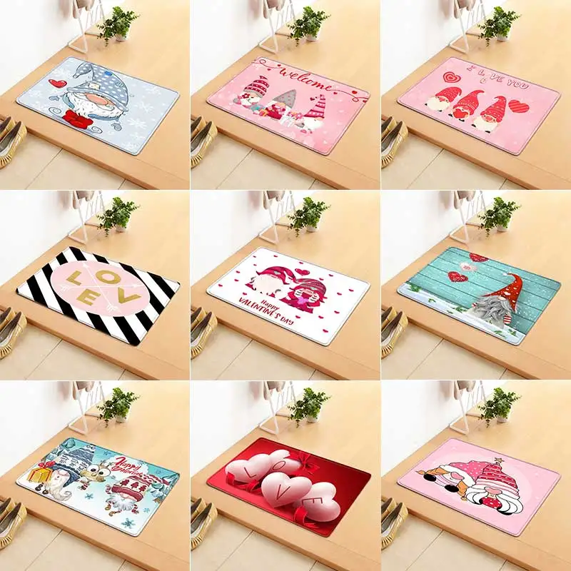 

Valentine'S Day Faceless Dwarf Doll Home Love Door Mat Soft Carpet Rug Non-Slip Floor Mat For Bathroom Entrance 40*60cm 1pc